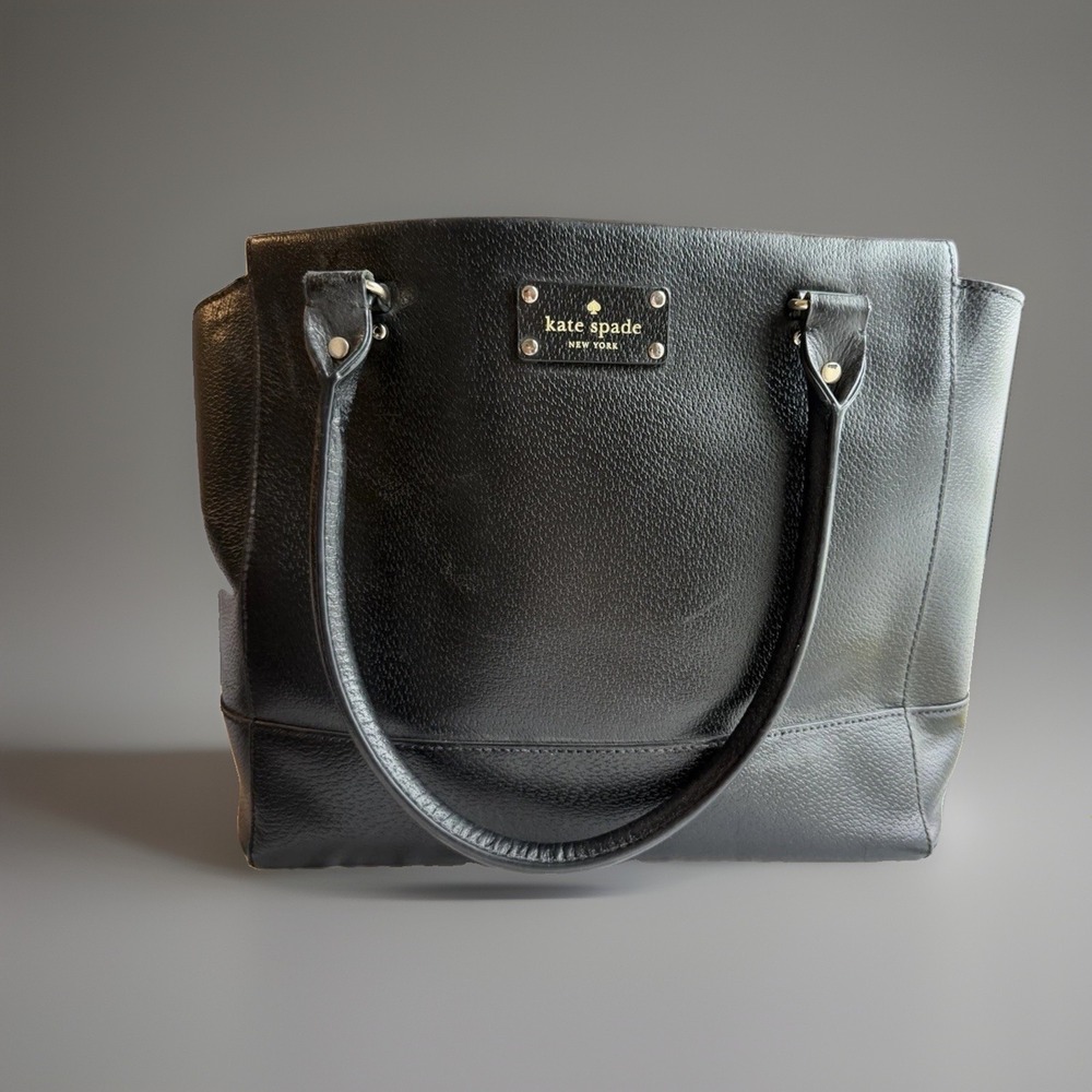 Kate Spade Wellesley Camryn Black Pebbles Leather Tote Bag Purse 16x12x6